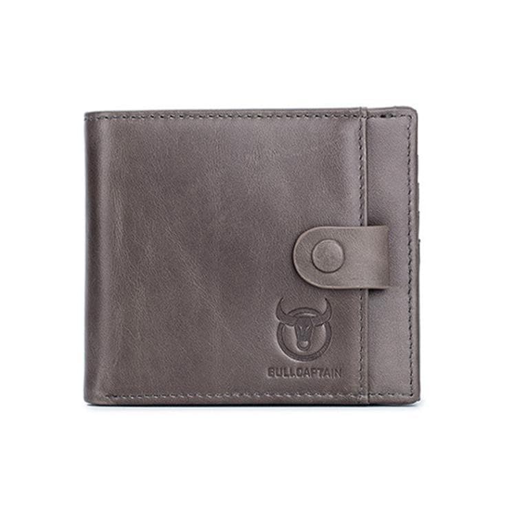 BULL CAPTAIN 038 RFID Anti-Theft Top Layer Cowhide Casual Wallet Driver ID Card Slot Wallet(Gray)