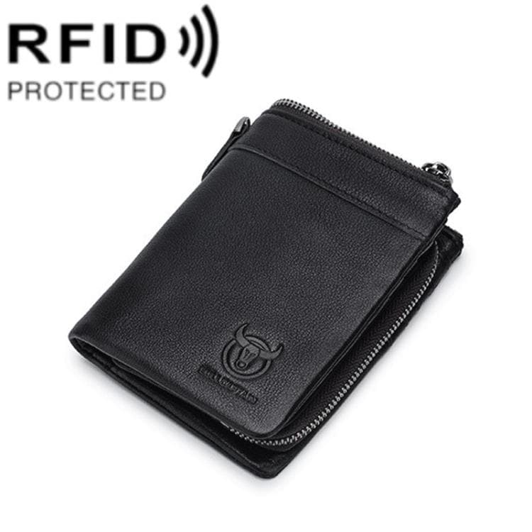 BULL CAPTAIN 050 RFID Anti-theft Top Layer Multi-Slot Wallet with Detachable Coin Purse(Black)