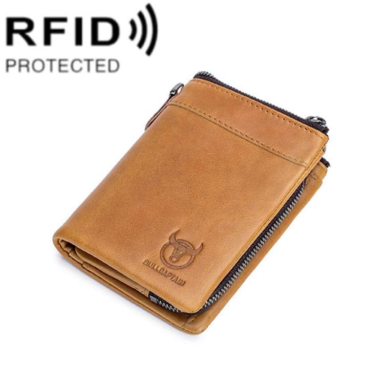 BULL CAPTAIN 050 RFID Anti-theft Top Layer Multi-Slot Wallet with Detachable Coin Purse(Yellow Brown)