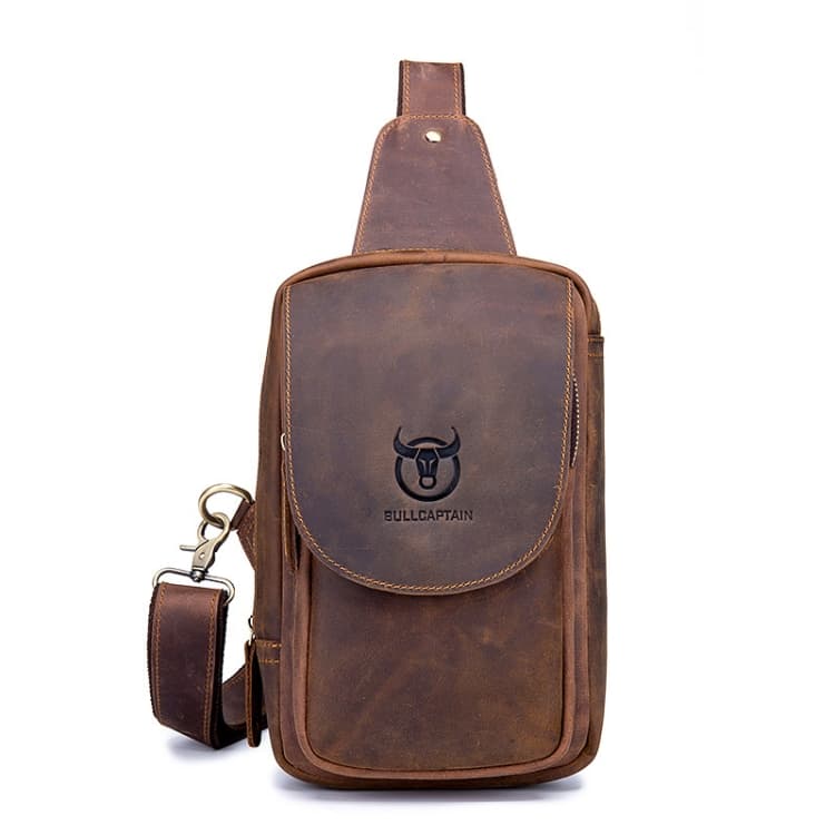 BULL CAPTAIN 133 Men Leather Retro Shoulder Bag Diagonal Leather Bag(Brown)
