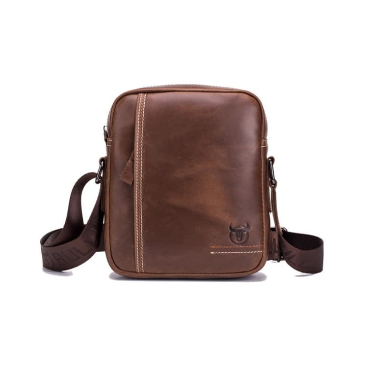 BULL CAPTAIN 228 Men Leather Shoulder Bag First-Layer Cowhide Casual Mini Diagonal Bag(Brown)