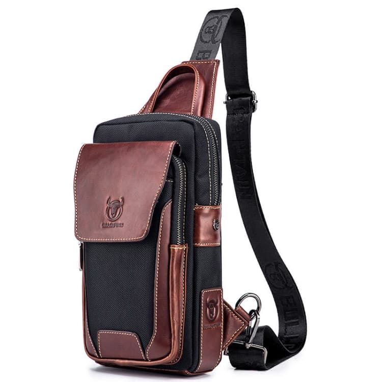 BULL CAPTAIN 9999 Leather Men Chest Bag First-Layer Cowhide Casual Shoulder Bag, Colour: Brown