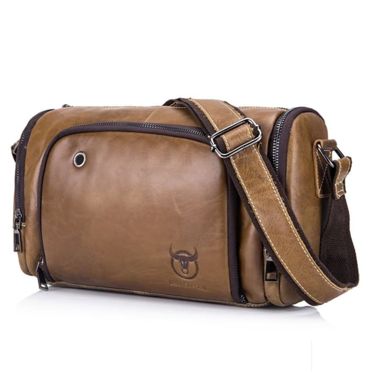BULL CAPTAIN HKDJB--001 Cowhide Messenger Bag Sports Men Single-shoulder Bag, Colour: Yellow