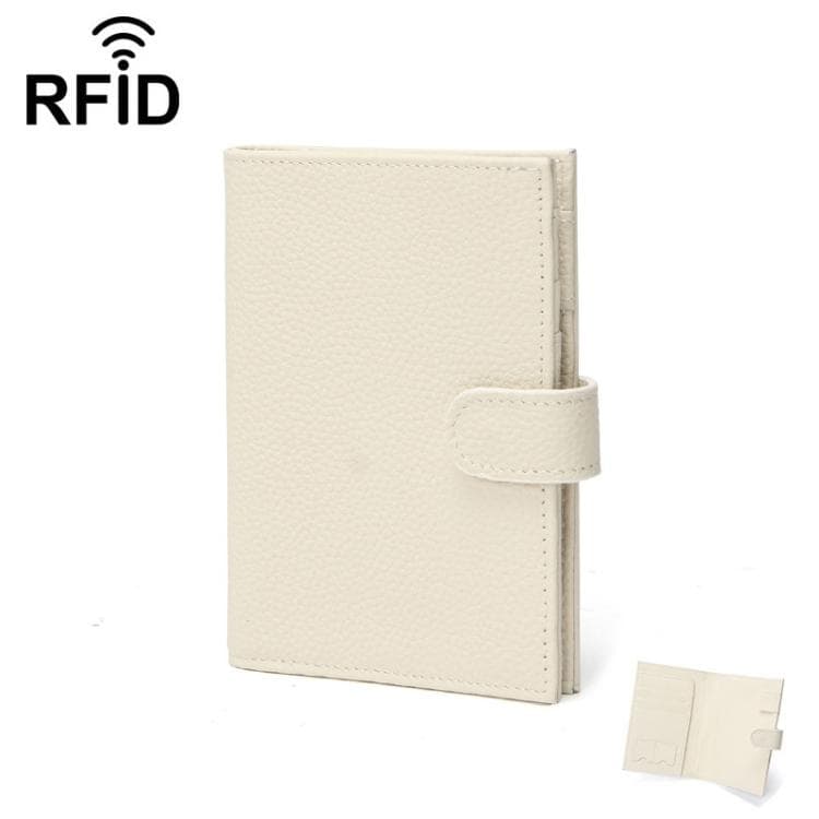 C5588 Leather Unisex Passport Holder Ultra-Thin RFID Multi-Functional Wallet(White)