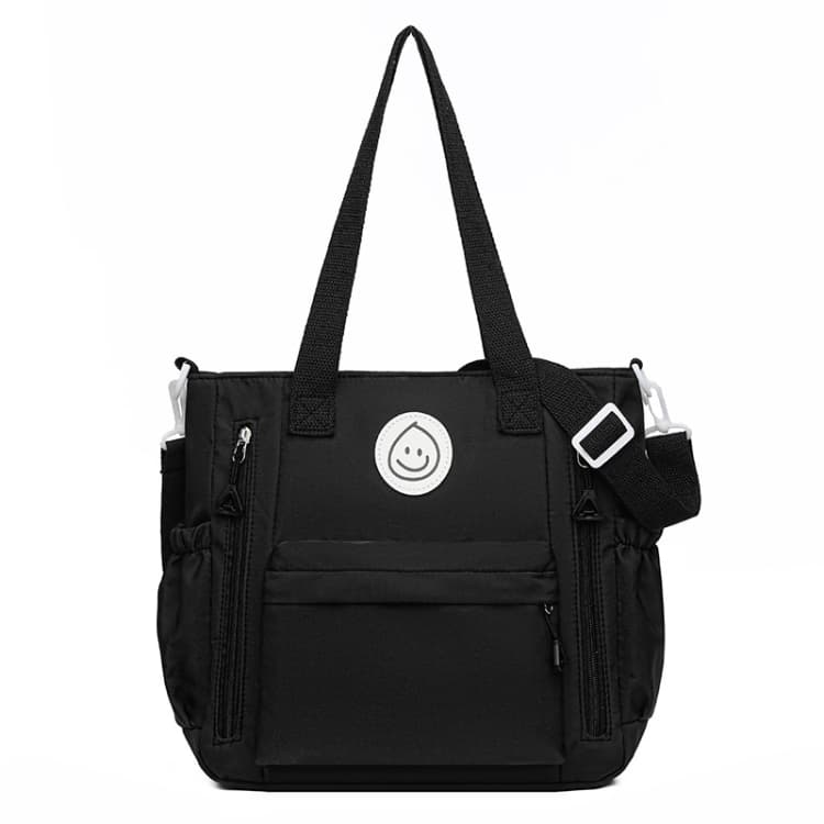 Casual Versatile Shoulder Bag Contrast Color Messenger Bag Student Handbag(Black)