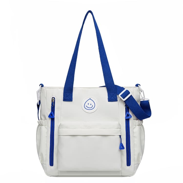 Casual Versatile Shoulder Bag Contrast Color Messenger Bag Student Handbag(White Blue)