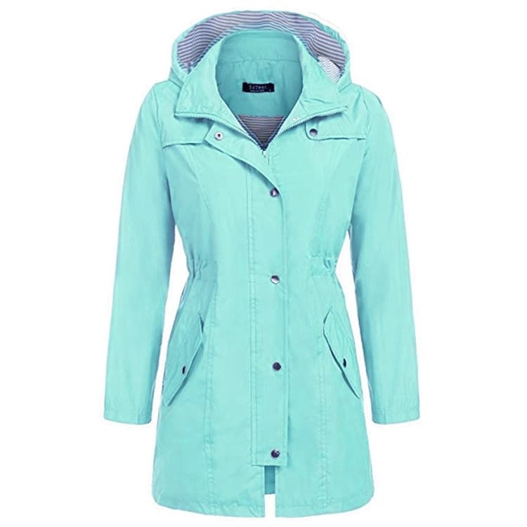 Casual Women Waterproof Waist Hooded Long Coat