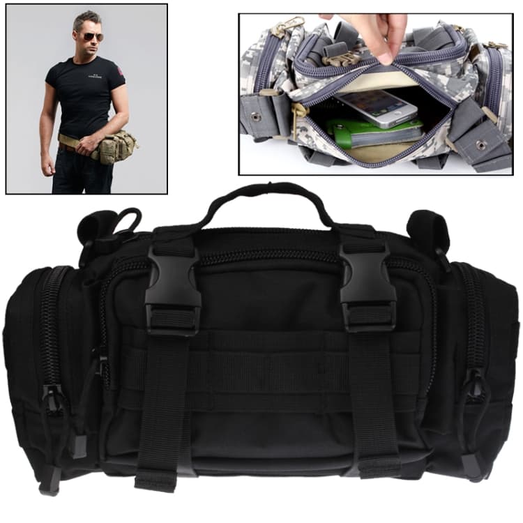 Collectable 3P Utility Waist Bag Pack Hand Pouch Pack with Long Strap(Black)