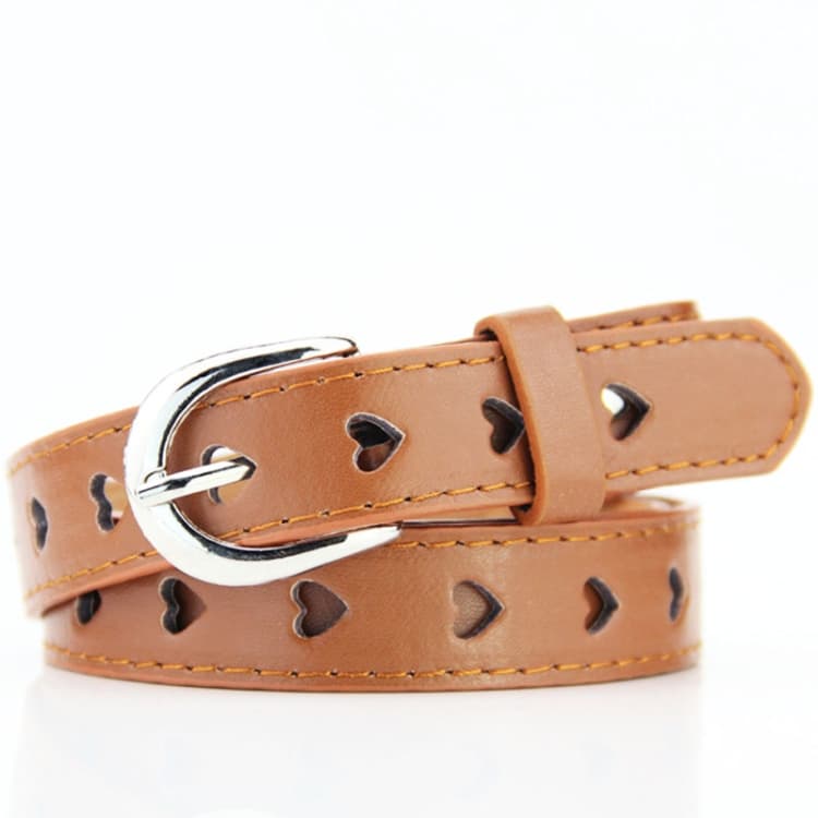 Dandali DC141 Women Pinching Belt Cutout Heart Belt, Length (cm): 95-115cm(Camel)