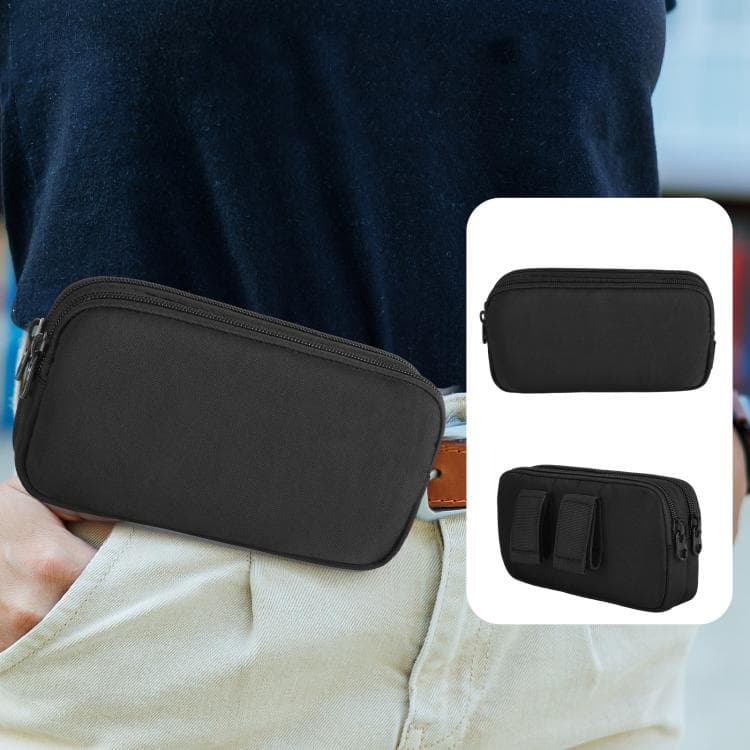 Double Phone Waist Bag 2-Cellphone Fanny Pack For Hiking Running Travel(Black)