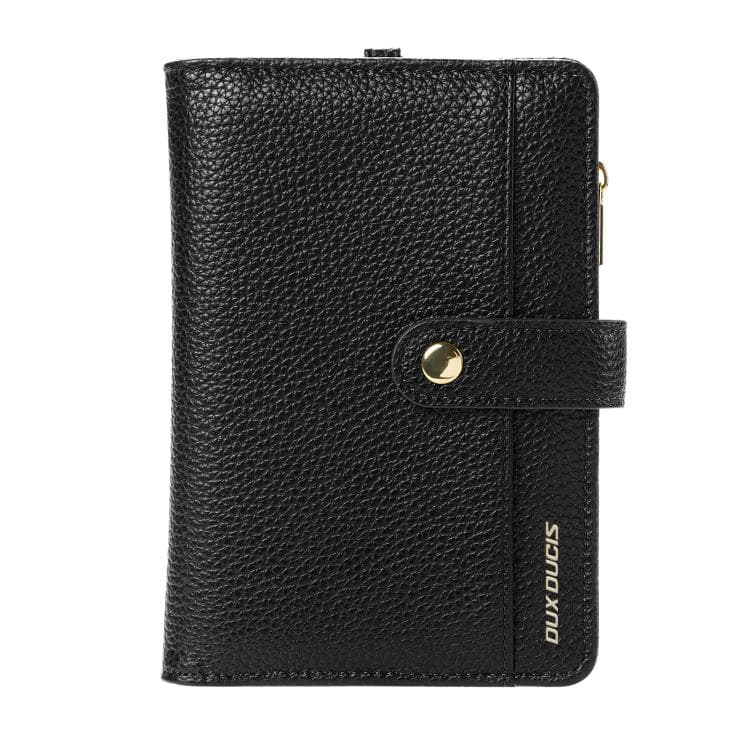 DUX DUCIS PU Leather RFID Multi-card Wallet with Lanyard(Black)