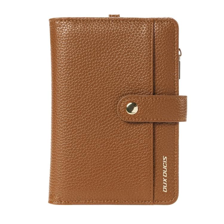 DUX DUCIS PU Leather RFID Multi-card Wallet with Lanyard(Brown)