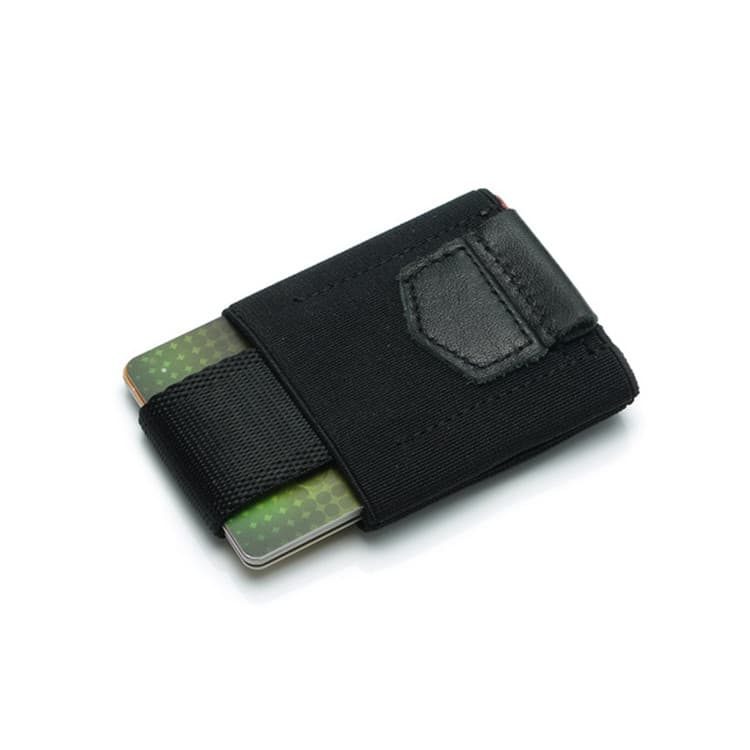 Elastic Card Holder Men and Women Leather Credit Card Holder(Black)
