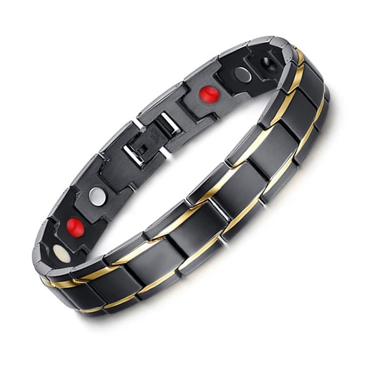 Europe and America Style Fashion Men Jewelry Stainless Steel + Gold-mounted Plating Magnetic Health Bracelet