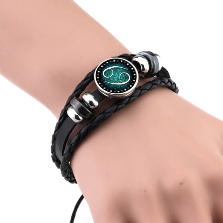 European and American Hand-knitted Beaded Retro DIY Bracelet Cancer Constellation Leather Punk Fashion Bracelet