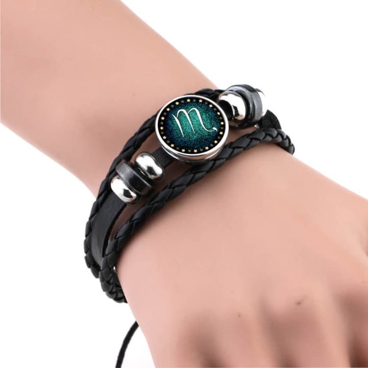 European and American Hand-knitted Beaded Retro DIY Bracelet Scorpion Constellation Leather Punk Fashion Bracelet