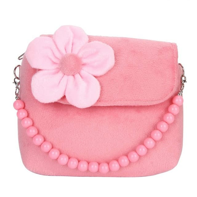Fashion Shoulder Bag Children Girls Princess Flower Messenger Handbag Lovely Purses(Pink)