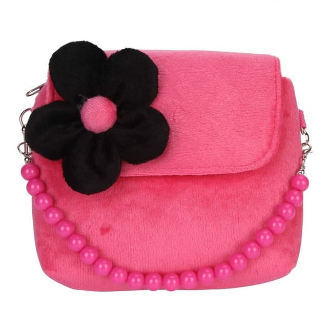 Fashion Shoulder Bag Children Girls Princess Flower Messenger Handbag Lovely Purses(Rose red)