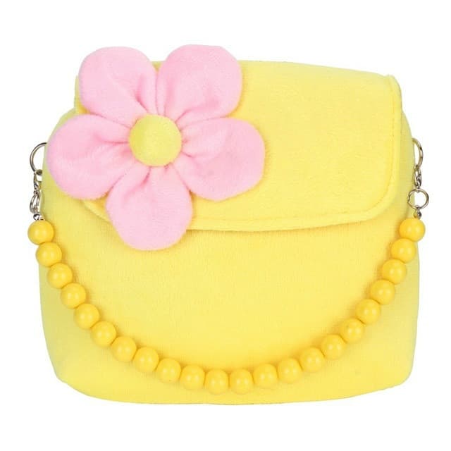 Fashion Shoulder Bag Children Girls Princess Flower Messenger Handbag Lovely Purses(Yellow)