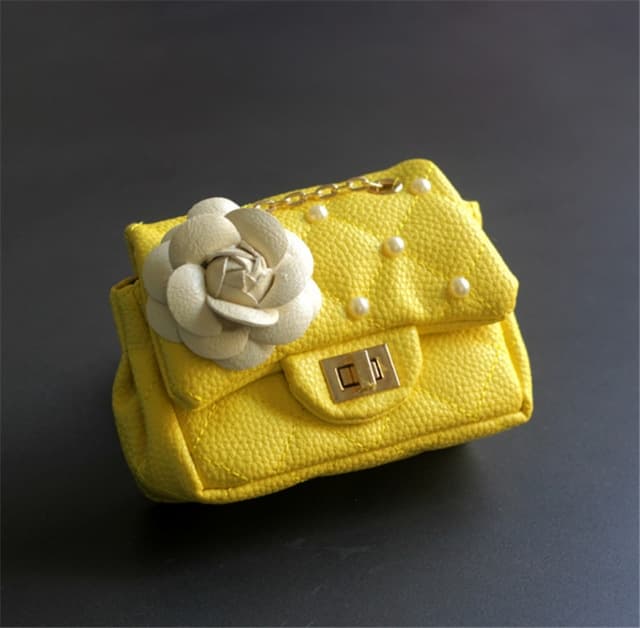 Flower Rivet Glitter Metal Chain Kid Shoulder Bag(Yellow)