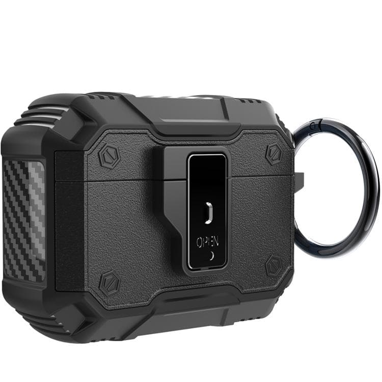 For AirPods Pro 3 Non-slip Armor Shockproof Earphones Case with Hook(Black)