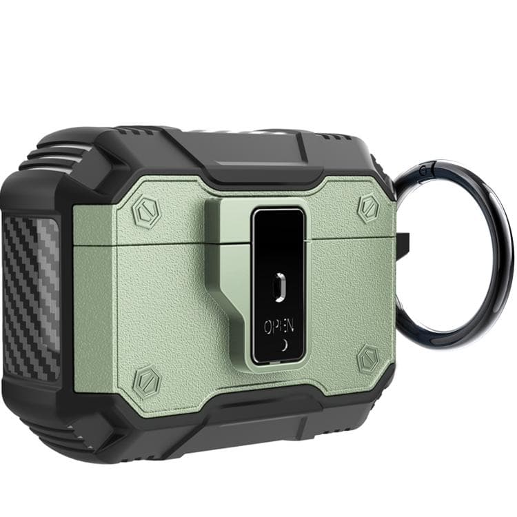 For AirPods Pro 3 Non-slip Armor Shockproof Earphones Case with Hook(Green)
