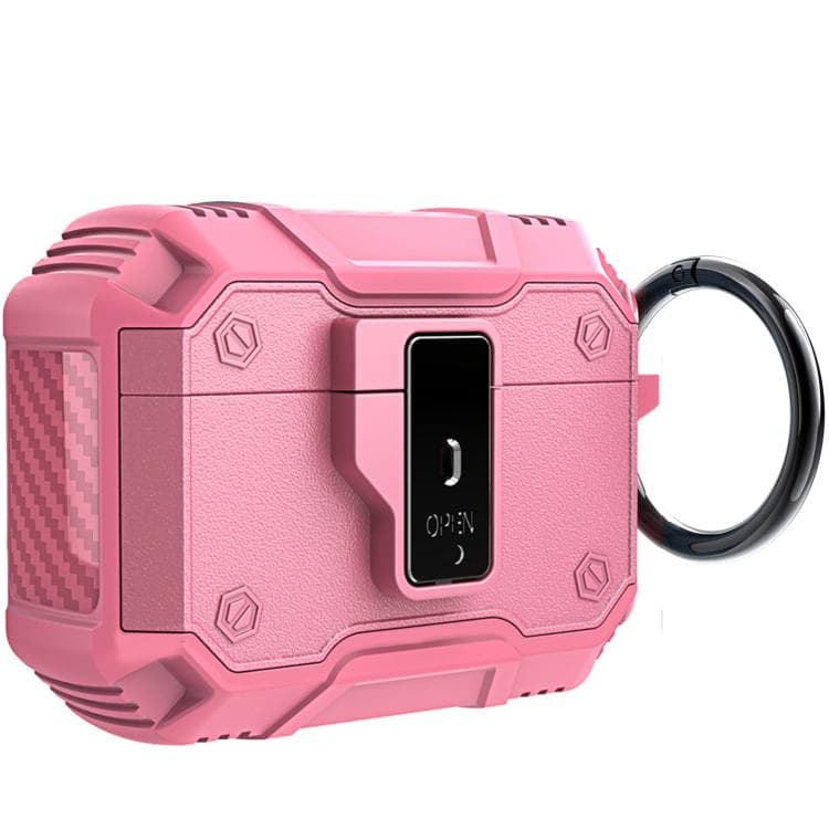 For AirPods Pro 3 Non-slip Armor Shockproof Earphones Case with Hook(Pink)