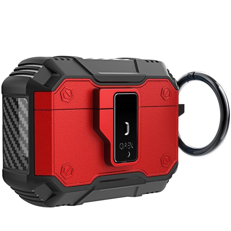 For AirPods Pro 3 Non-slip Armor Shockproof Earphones Case with Hook(Red)