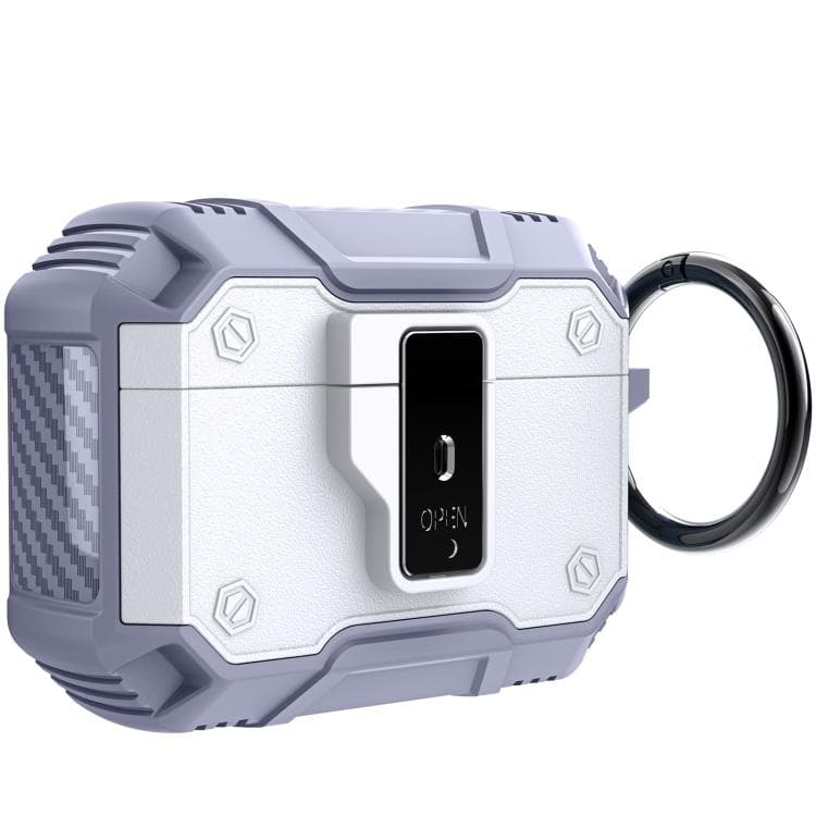 For AirPods Pro 3 Non-slip Armor Shockproof Earphones Case with Hook(White)