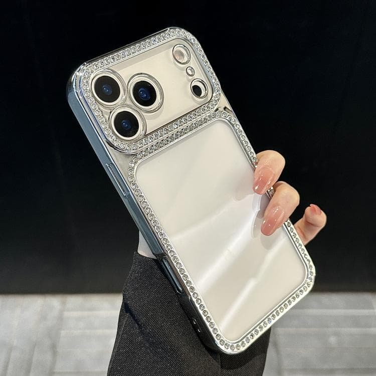 For iPhone 17 Pro Electroplating PC Hybrid TPU Rhinestone Phone Case(Silver)