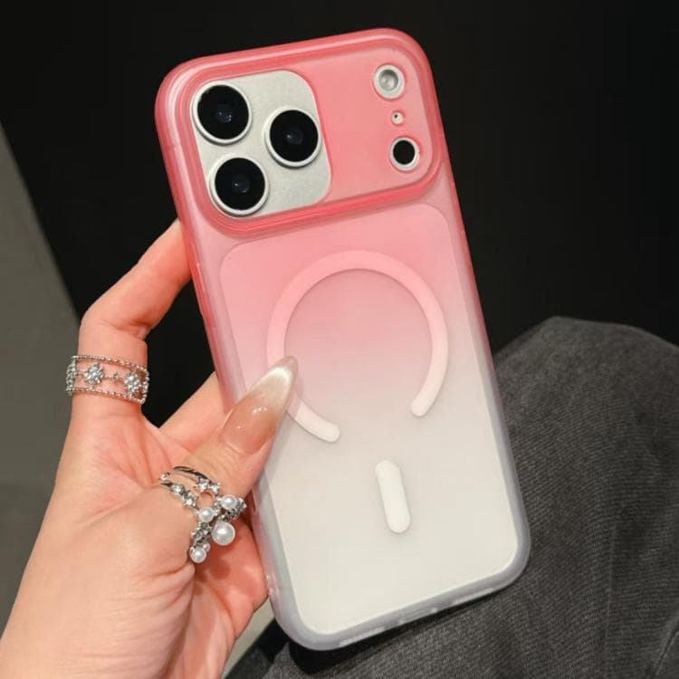 For iPhone 17 Pro Frosted Gradient TPU Magnetic Phone Case(Pink)
