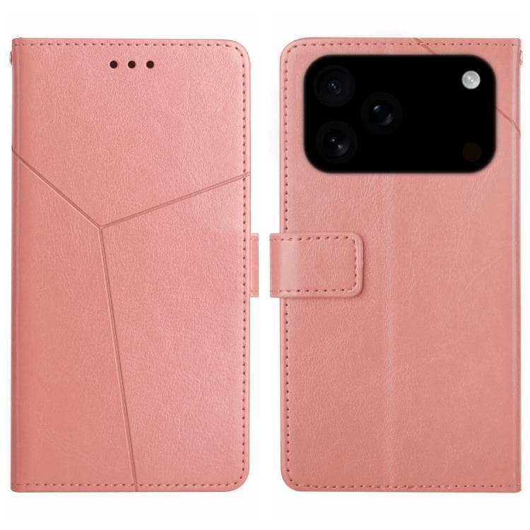 For iPhone 17 Pro HT01 Y-shaped Pattern Flip Leather Phone Case(Pink)
