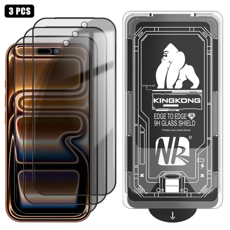 For iPhone 17 Pro Max 3pcs Easy Install Box Dust-Free 3D Curved Edge Privacy Electroplated Explosion-Proof Tempered Glass Film