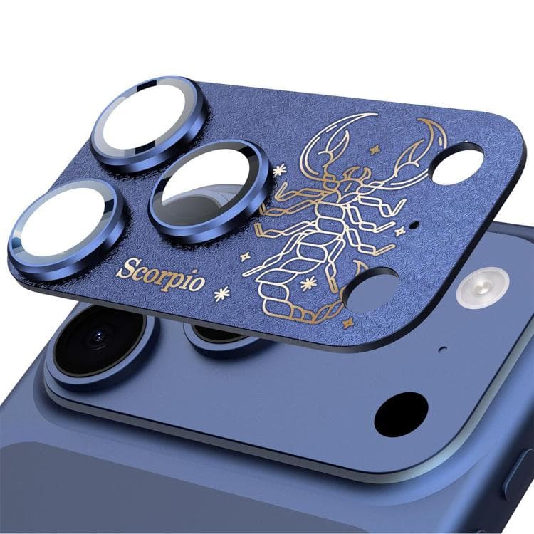 For iPhone 17 Pro Max Twelve Constellations Armor Integrated Full-Coverage Frosted Metal Camera Lens Film, Zodiac:Scorpio(Blue)