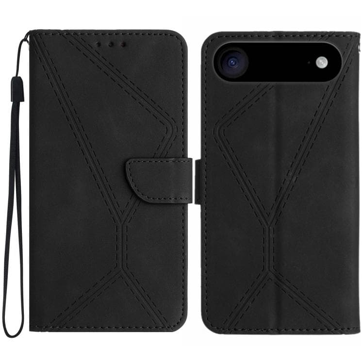 For iPhone Air Stitching Embossed Leather Phone Case(Black)