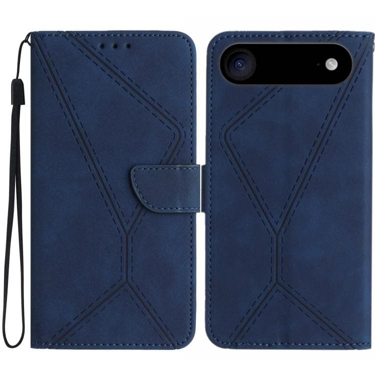 For iPhone Air Stitching Embossed Leather Phone Case(Blue)