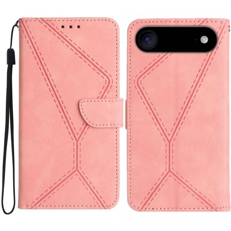 For iPhone Air Stitching Embossed Leather Phone Case(Pink)