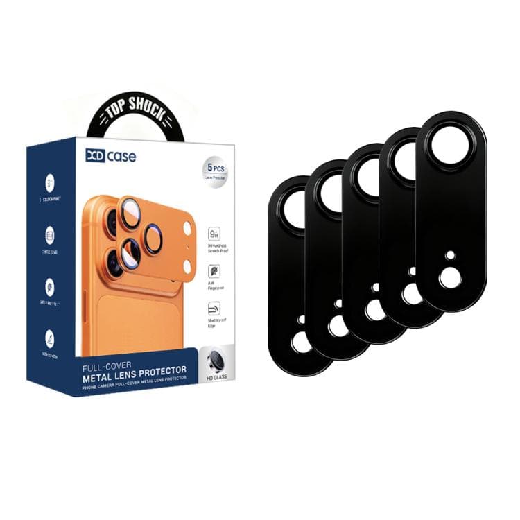 For iPhone Air XDcase 5pcs Armor Full-Coverage Frosted Metal Camera Lens Ring Film(Black)