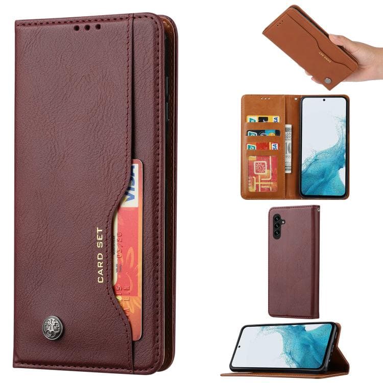 For Samsung Galaxy S26 5G Knead Skin Texture Flip Leather Phone Case(Wine Red)