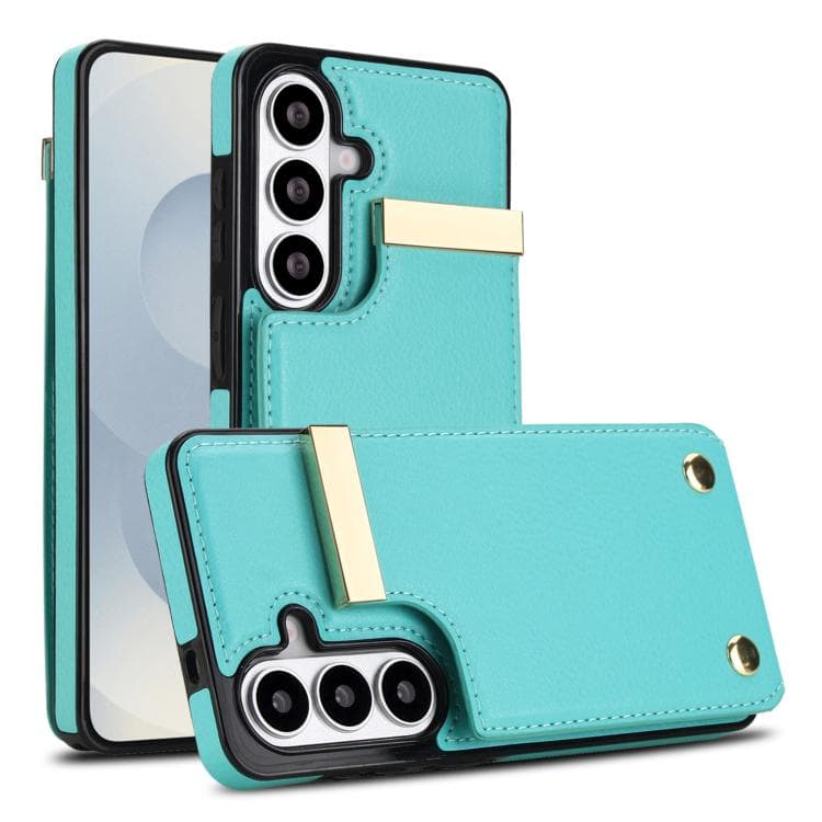 For Samsung Galaxy S26 5G Metal Buckle Card Slots Phone Case(Green)