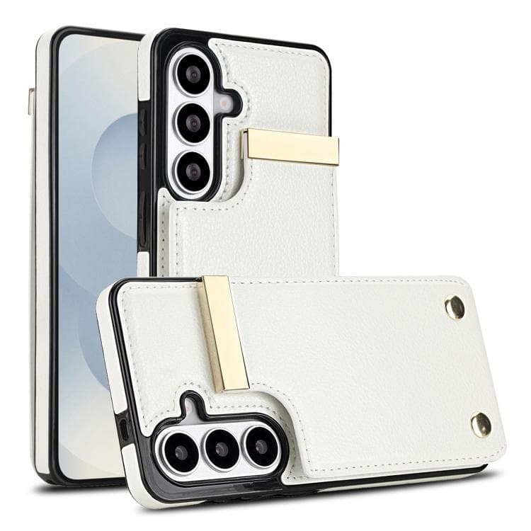For Samsung Galaxy S26 5G Metal Buckle Card Slots Phone Case(White)
