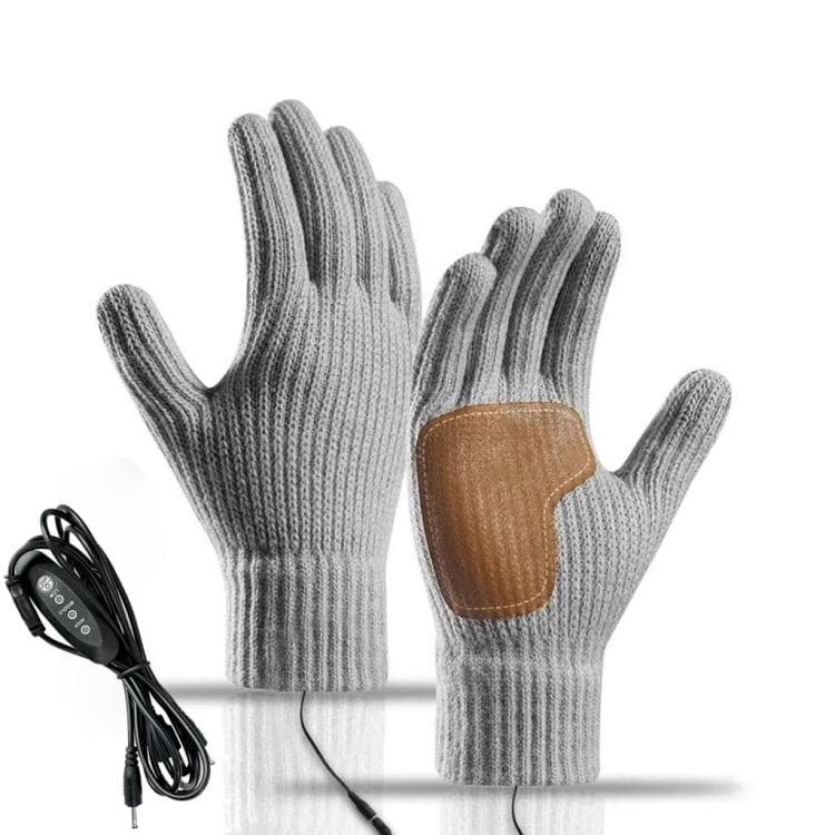 Guanti riscaldati a dita intere, compatibili con touchscreen, antiscivolo termici per uomo e donna, specifica: temperatura regolabile su 3 livelli, grigio (taglia unica)