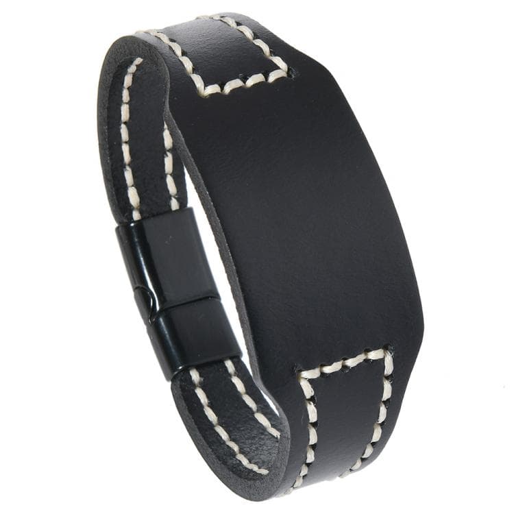 Bracciale in pelle di vitello liscia cucita a mano, kit fai-da-te minimalista, regalo di coppia in stile vintage per uomo e donna (Nero)
