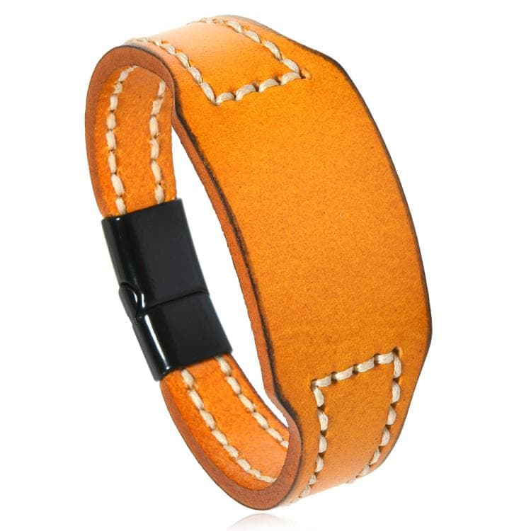 Bracciale in pelle di vitello cucito a mano, kit fai da te minimalista, regalo unisex vintage per lui e lei (giallo terra)