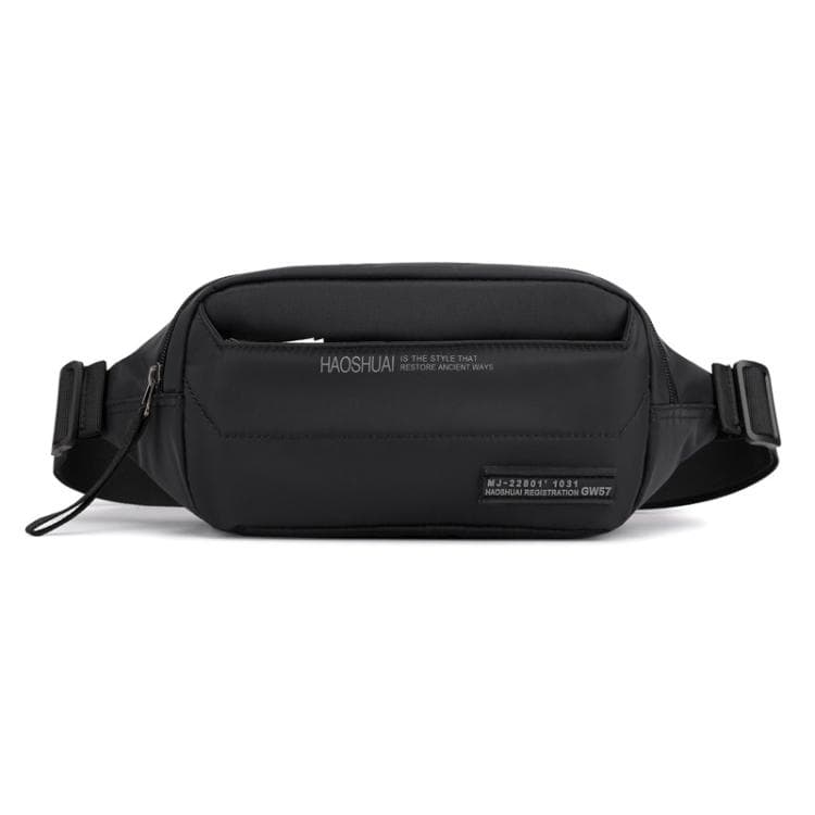 HAOSHUAI Men Outdoor Running Waist Bag Casual Chest Pouch Messenger Bag(Black)