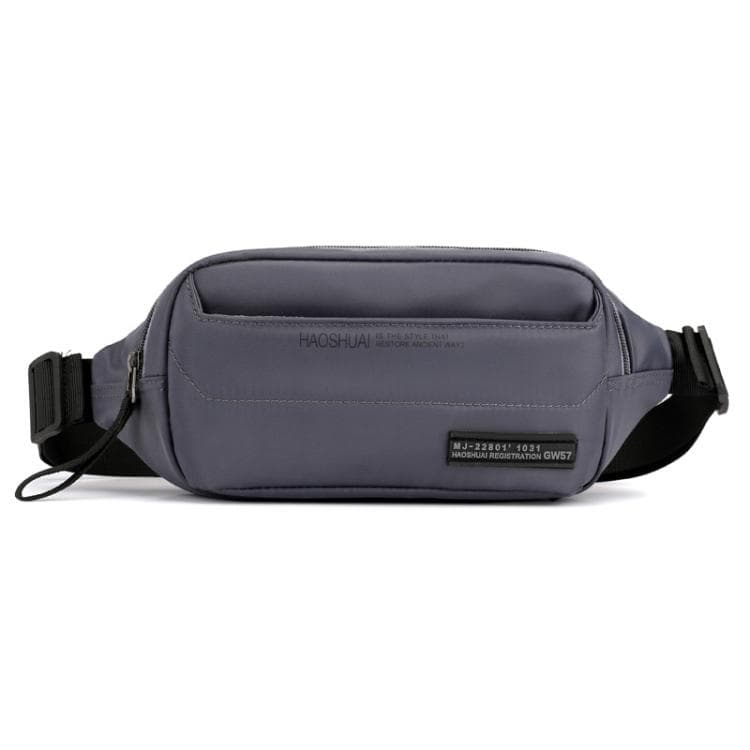 HAOSHUAI Men Outdoor Running Waist Bag Casual Chest Pouch Messenger Bag(Gray)