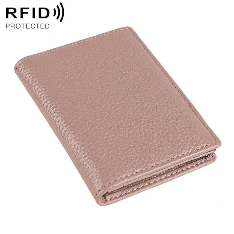KB150 RFID Anti-theft Genuine Leather Business Card Bag(Bean Pink)