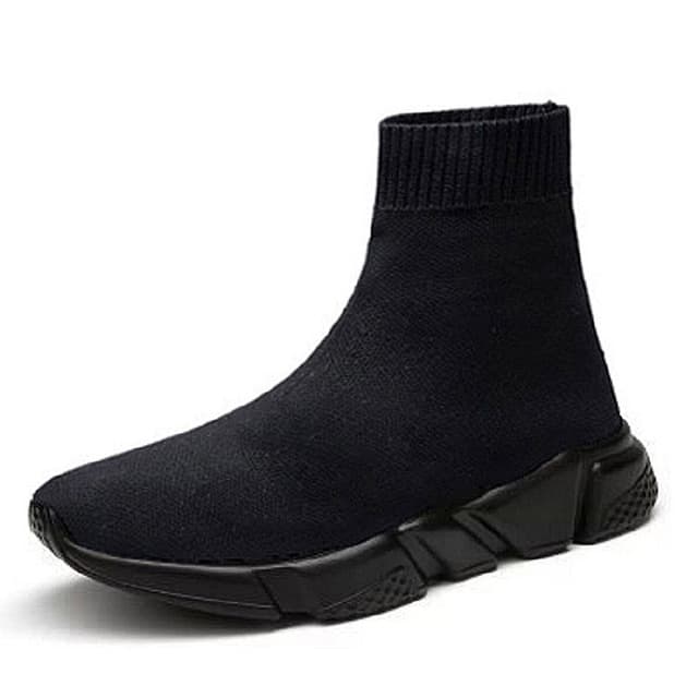 Knit Upper Breathable Sport Sock Boots Chunky Sneakers High Top Running Shoes for Men / Women, Shoe Size:44(Black)