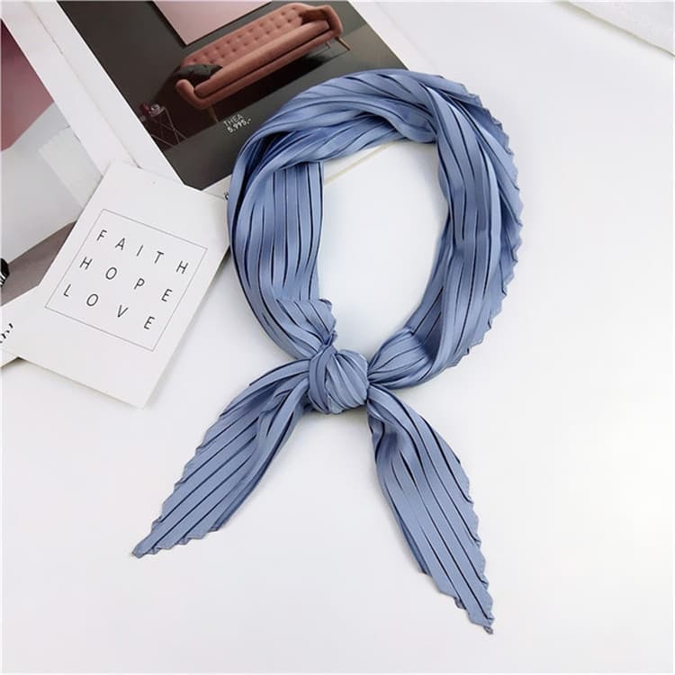 Ladies Retro Style Pleated Diamond Square Scarf Silk Scarf, Length: 70cm(Blue)