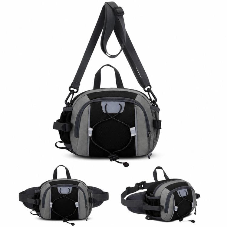 Large Capacity Sports Outdoor Hiking Waist Pack Multifunctional Waterproof Shoulder Bag(Black)